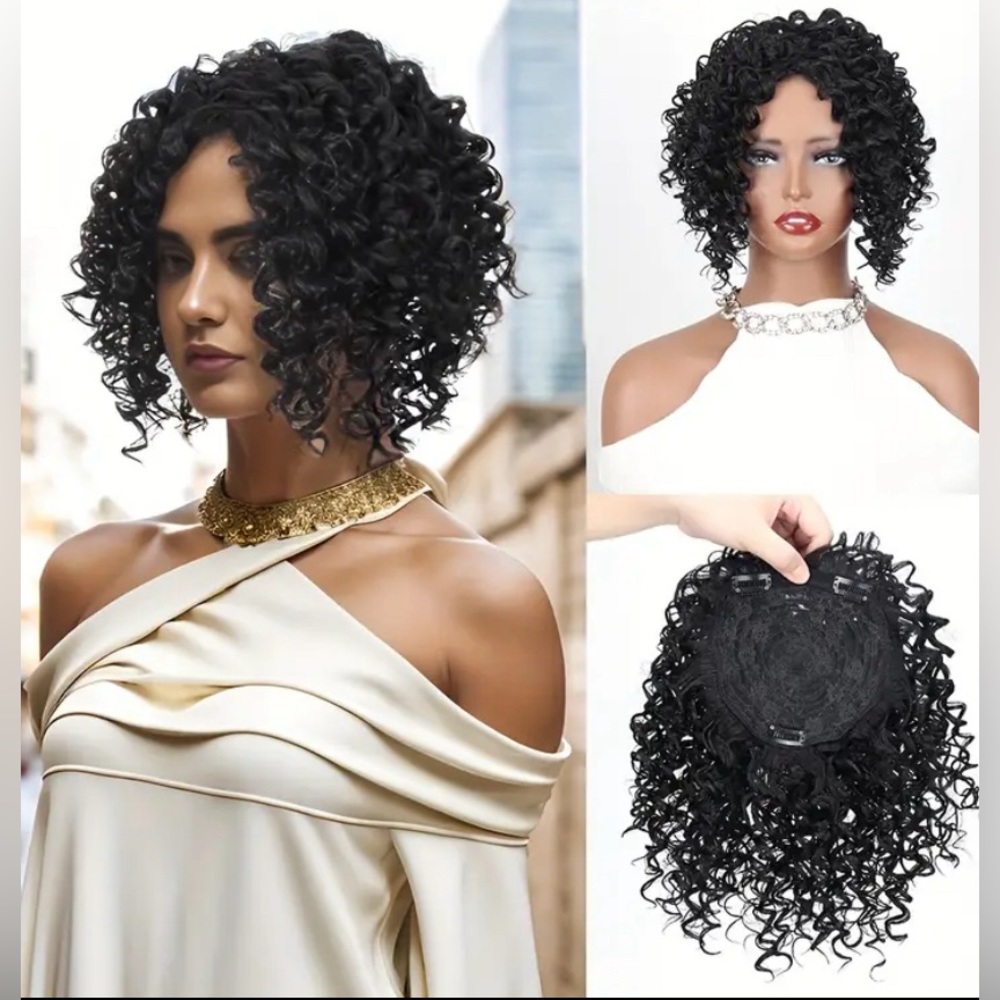 8 Inch Black Curly Hair Wig